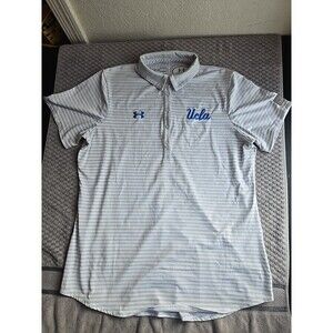 Under Armour Striped UCLA Bruins Men's Polo Shirt SZ Large Loose Heatgear